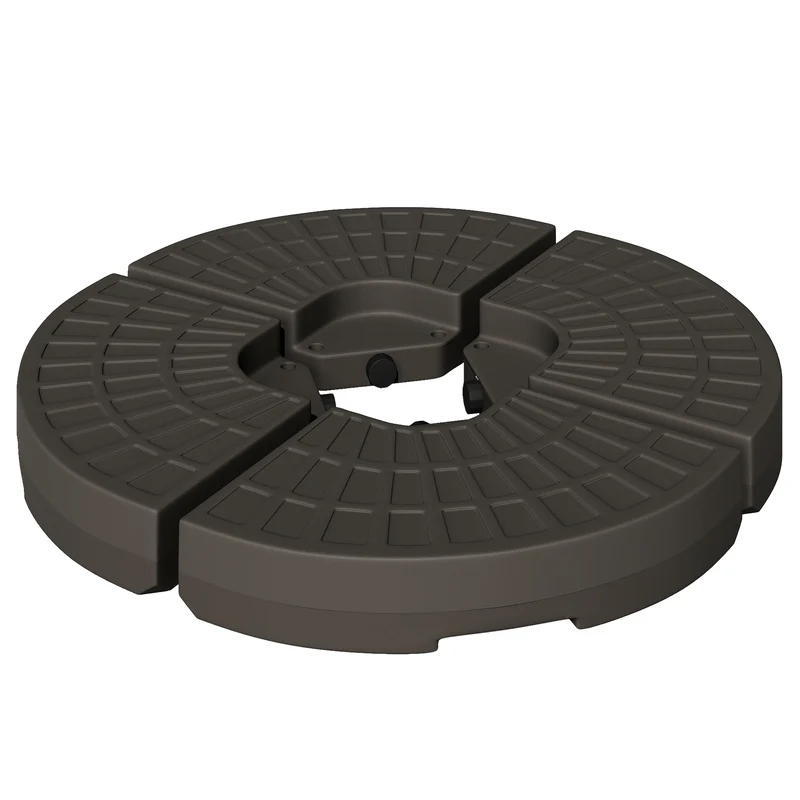 Outsunny Base para Sombrilla en 4 Partes Rellenable de Arena y Agua Desmontable para Jardín Patio al Aire Libre 100x100x10,5 cm Café