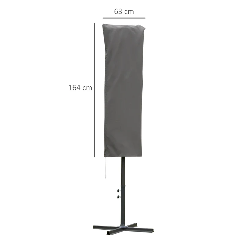 Outsunny Funda Protectora de Sombrilla Ø63x164 cm Cubierta de Sombrilla Resistente a Intemperie para Jardín Patio con Varilla Cremallera Gris