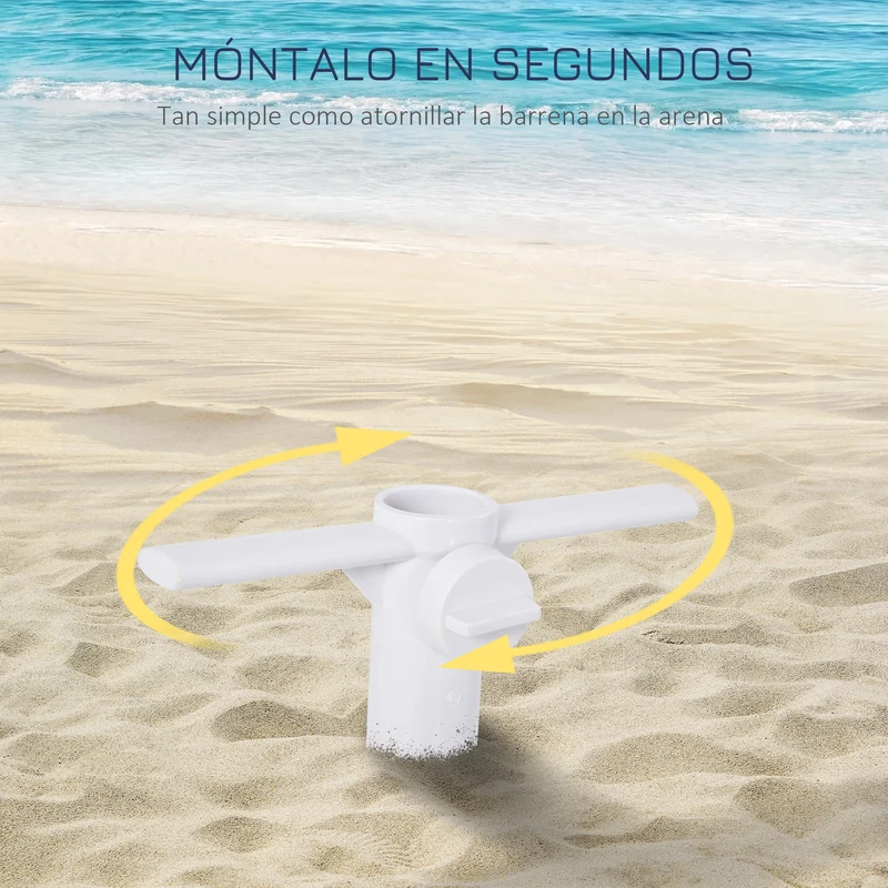 Outsunny Piqueta para Sombrilla con Perilla de Apretar Ajuste Universal Protección contra Viento Apto para Poste entre Ø22-38 mm 37x24 cm Blanco