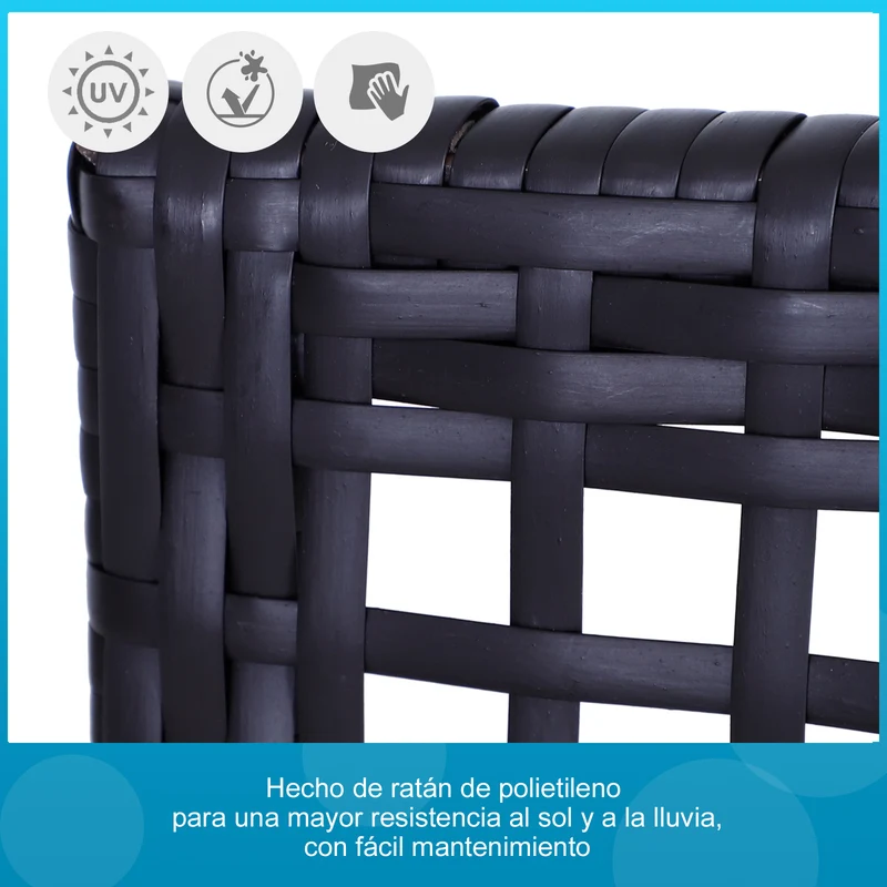 Outsunny Conjunto de Muebles de Ratán para Jardín Patio Hotel con Mesa Ø51x46 cm y 2 Sillas Mecedoras 65,5x76x82,5 cm con Cojines Lavables y Almohadas Blanco y Marrón