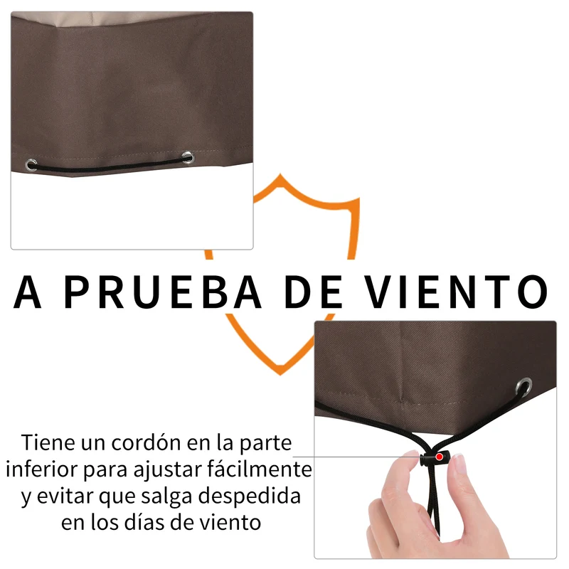 Outsunny Funda para Muebles de Jardín 600D Oxford Protecció contra el Polvo los Rayos UV Cubierta para Mobiliario Exterior 127x72x76 cm para Mesas Sillas Sofás Marrón