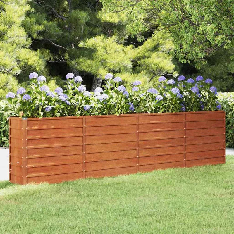 Arriate Oxidado De Acero Corten 320x40x77 Cm
