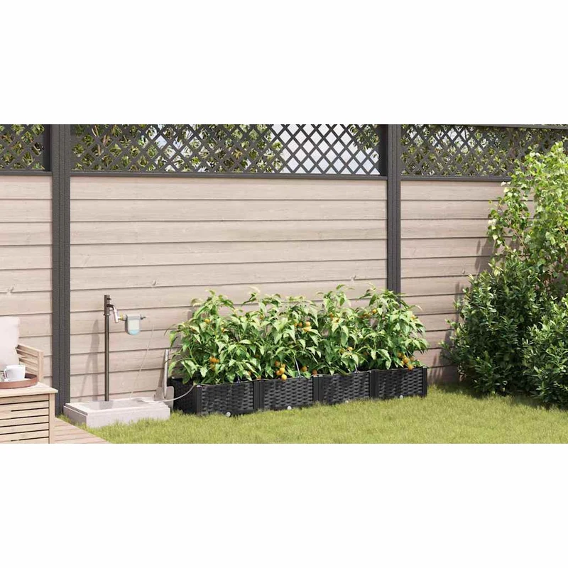 Macetero De Jardín 4 Uds. Negro 160 X 40 X 22 Cm Pp