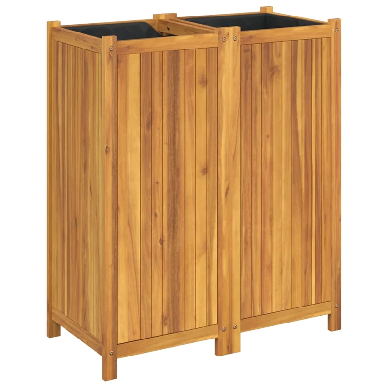 Jardinera Con Forro Madera Maciza De Acacia 84x42x100 Cm