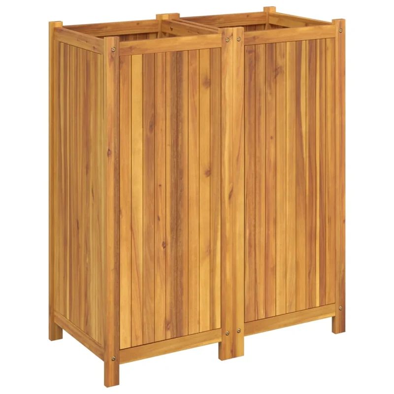 Jardinera Con Forro Madera Maciza De Acacia 84x42x100 Cm