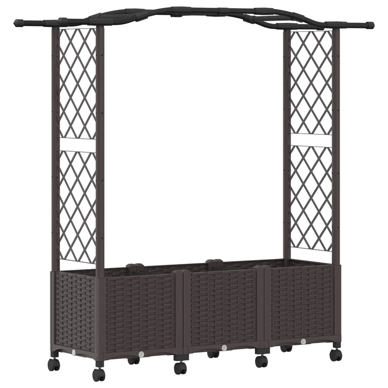 Cama Elevada Con Trellis Y Techo Marrón 164 X 40 X 144 Cm Pp