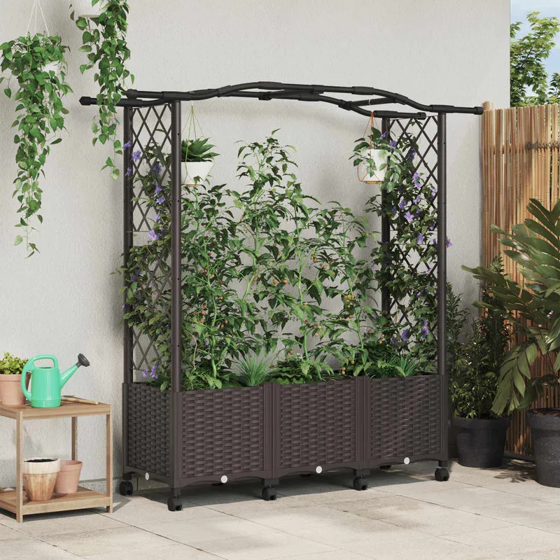 Cama Elevada Con Trellis Y Techo Marrón 164 X 40 X 144 Cm Pp