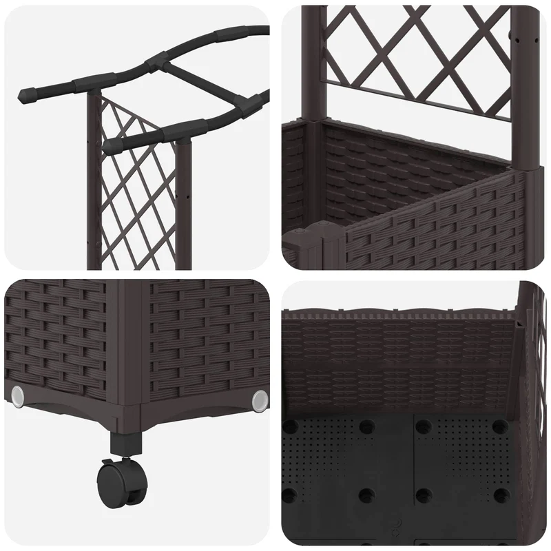 Cama Elevada Con Trellis Y Techo Marrón 164 X 40 X 144 Cm Pp
