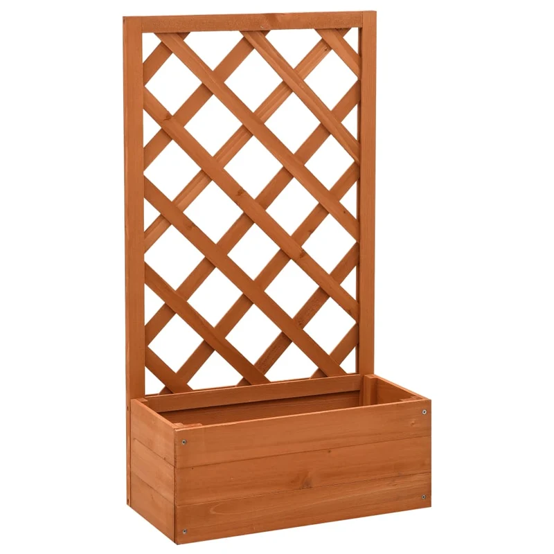 Jardinera Enrejada De Jardín Madera Abeto Naranja 50x25x90 Cm