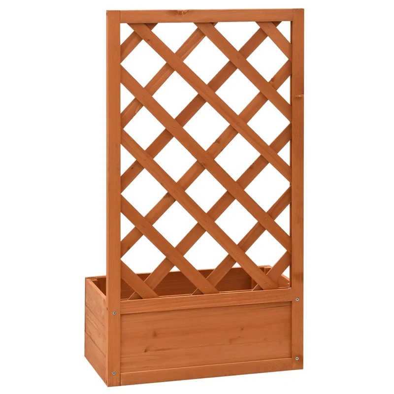Jardinera Enrejada De Jardín Madera Abeto Naranja 50x25x90 Cm