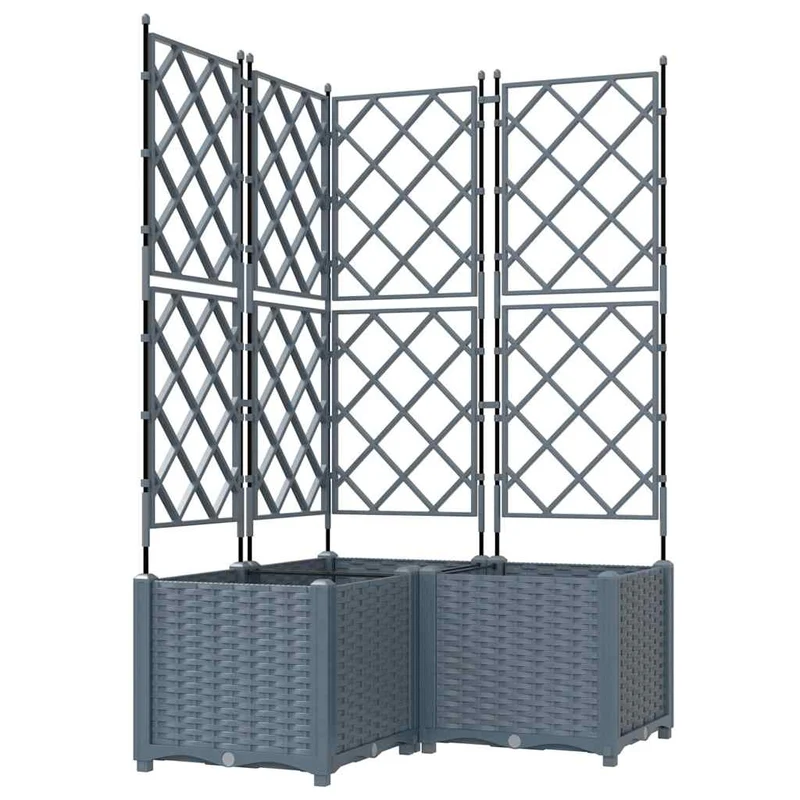 Macetero De Jardín 3 Uds. Gris Claro 80 X 80 X 143 Cm Pp