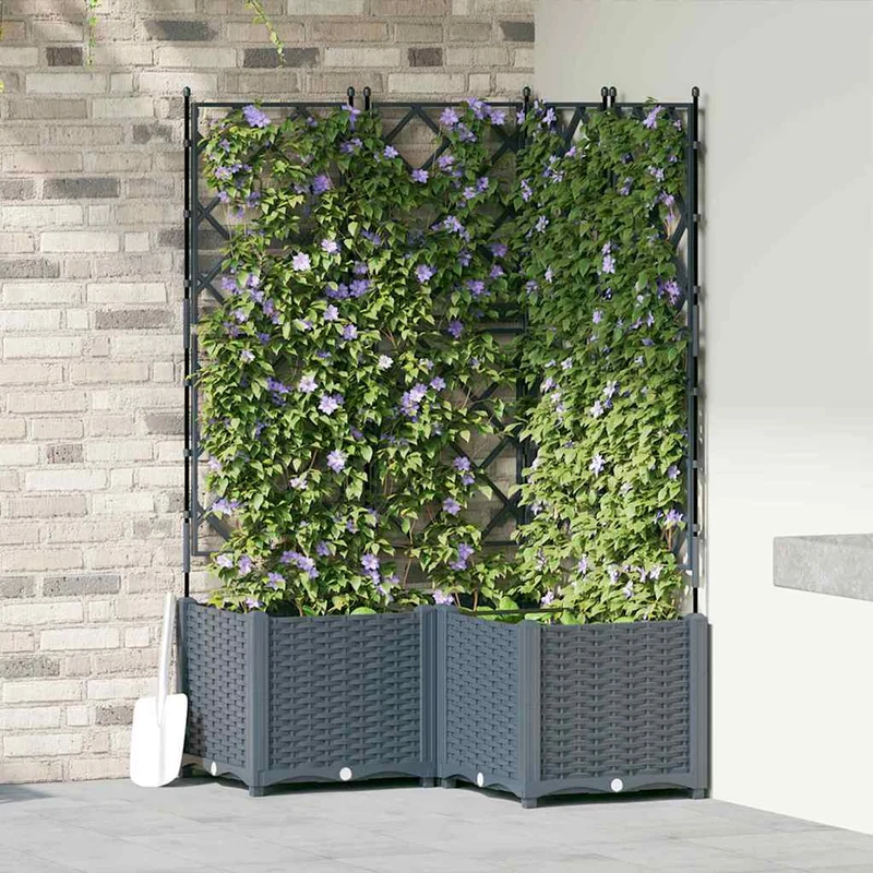 Macetero De Jardín 3 Uds. Gris Claro 80 X 80 X 143 Cm Pp