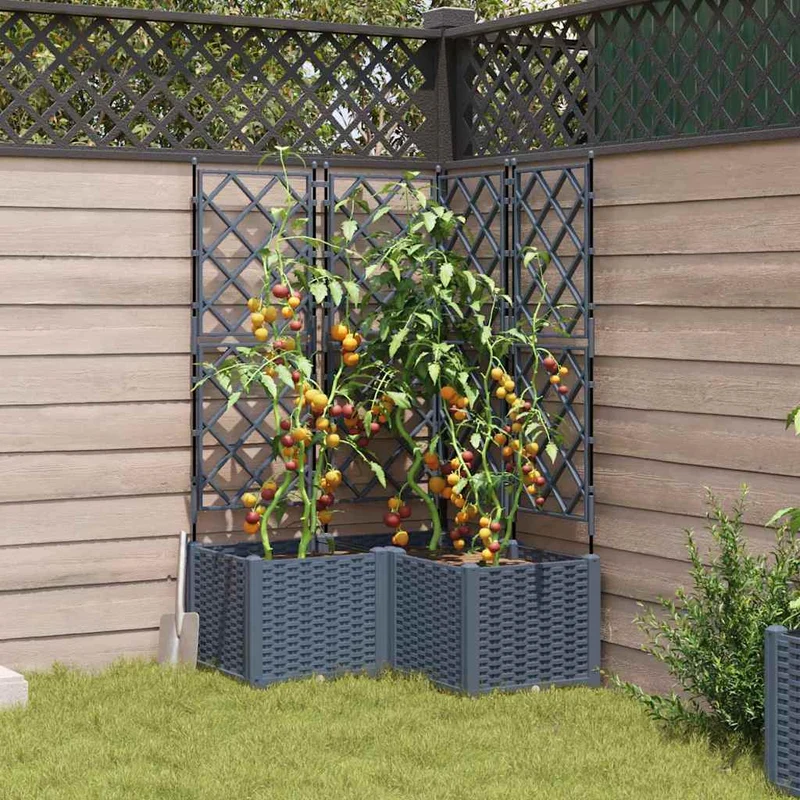 Macetero De Jardín 3 Uds. Gris Claro 80 X 80 X 143 Cm Pp