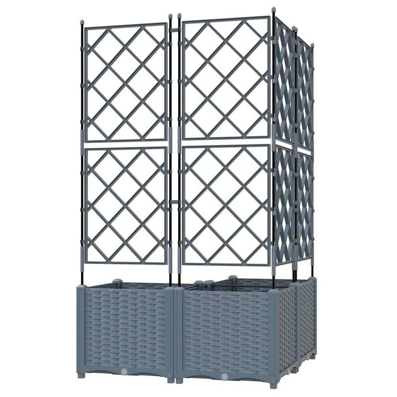 Macetero De Jardín 3 Uds. Gris Claro 80 X 80 X 143 Cm Pp