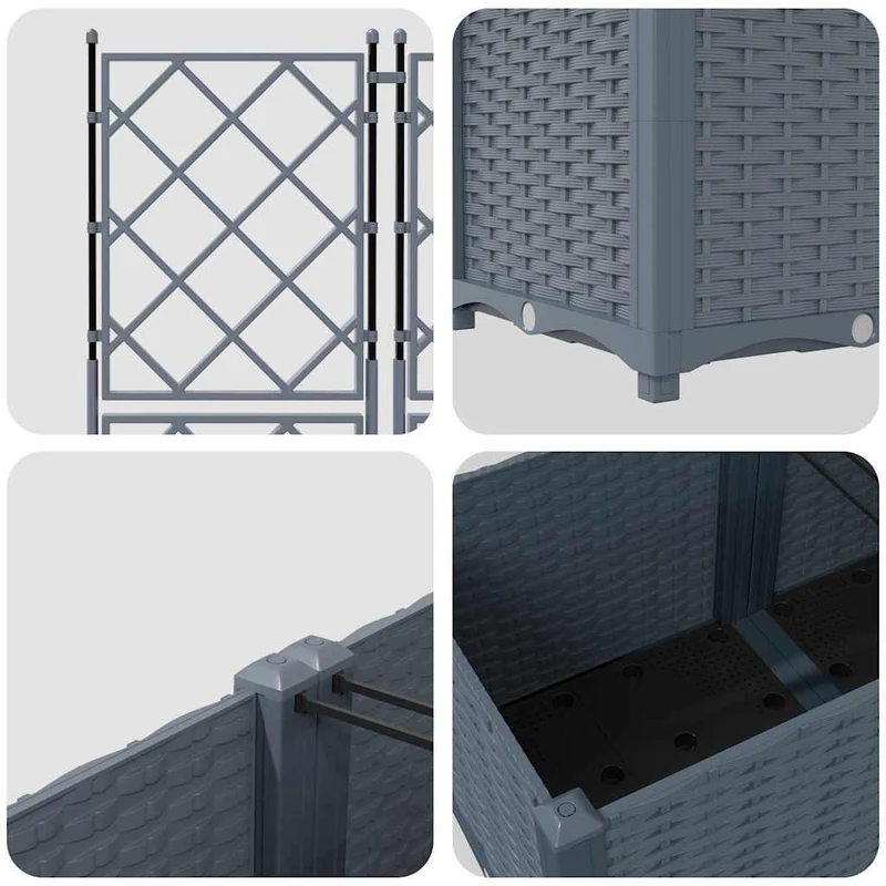 Macetero De Jardín 3 Uds. Gris Claro 80 X 80 X 143 Cm Pp