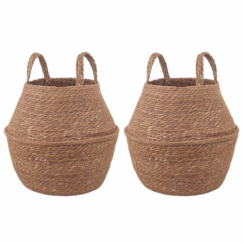 Maceta Con Asas 2 Uds. Natural Ø 22 X 20 Cm 100% Hierba Marina