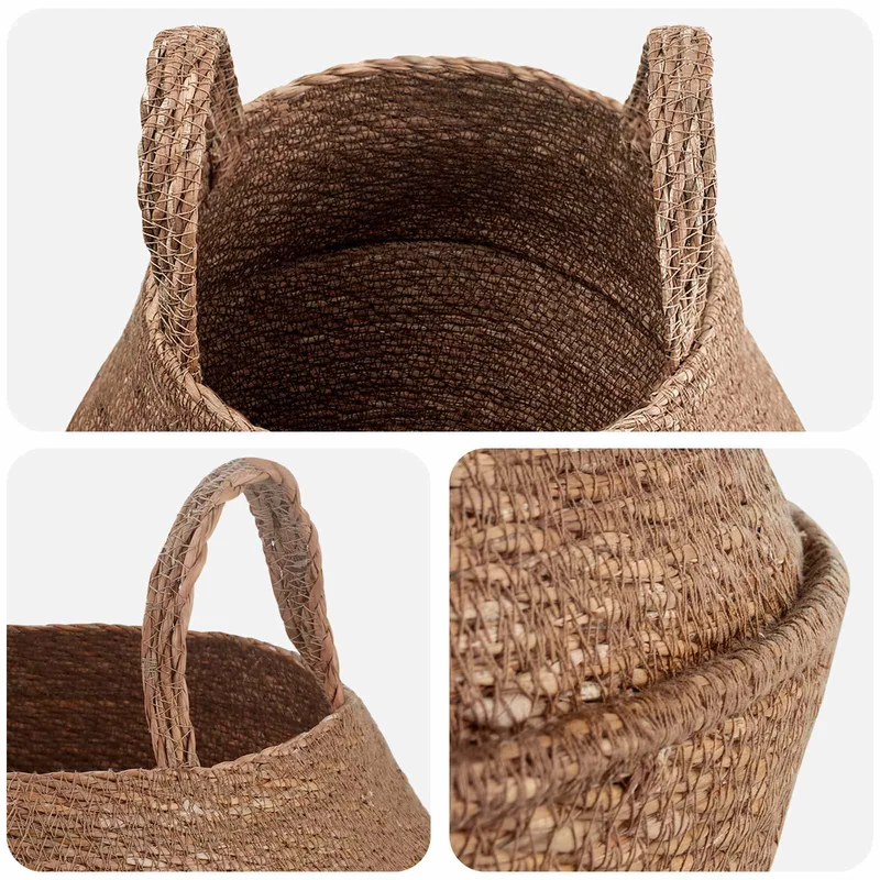 Maceta Con Asas 2 Uds. Natural Ø 22 X 20 Cm 100% Hierba Marina