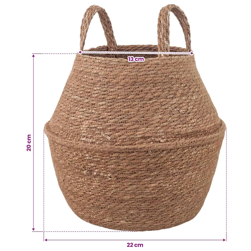 Maceta Con Asas 2 Uds. Natural Ø 22 X 20 Cm 100% Hierba Marina