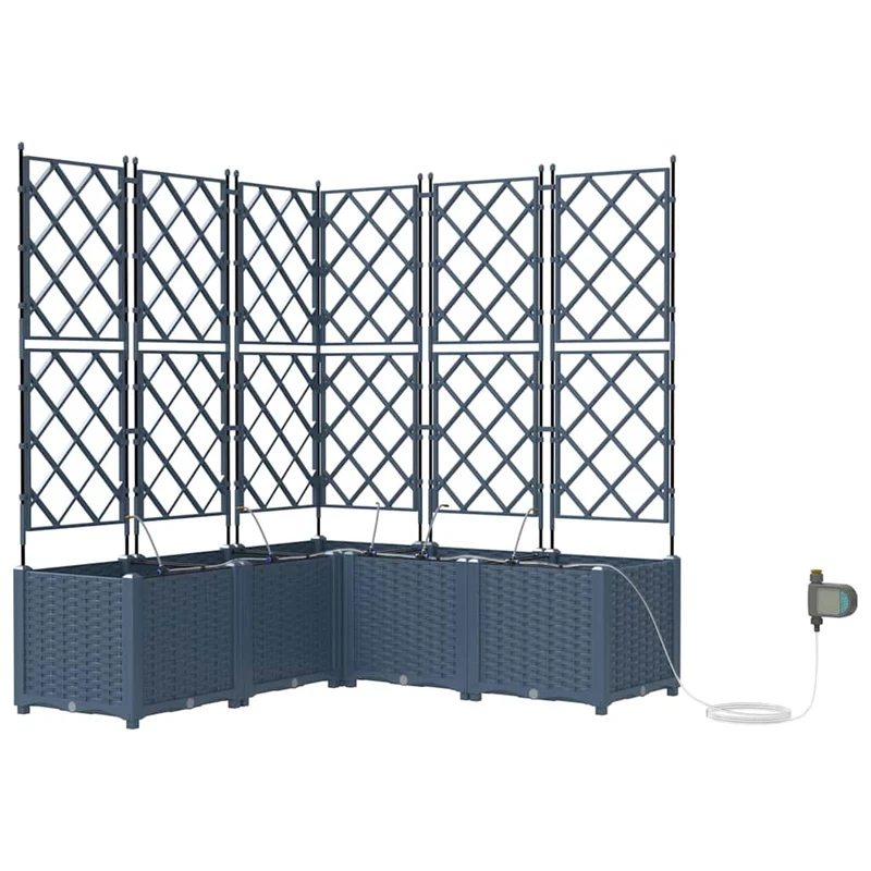 Macetero De Jardín 5 Uds. Gris 120 X 120 X 142 Cm Pp