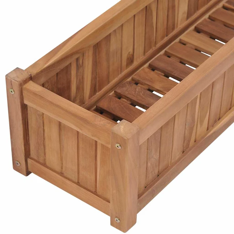 Arriate Elevado Madera Maciza De Teca 200x30x25 Cm