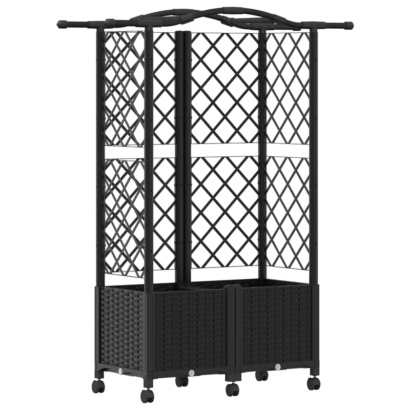 Cama Elevada Con Trellis Y Techo Negro 122 X 40 X 144 Cm Pp