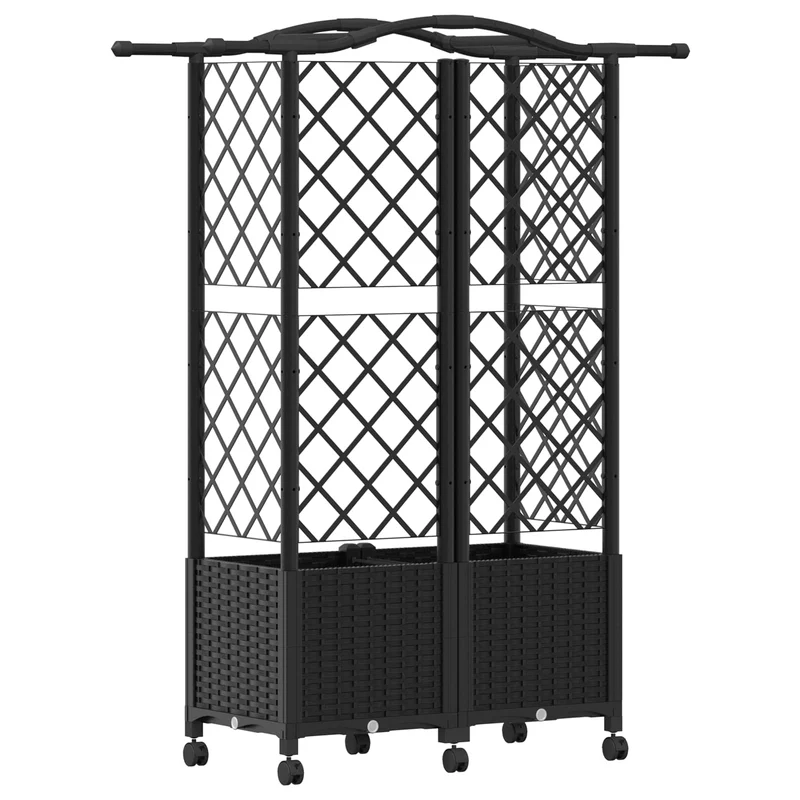Cama Elevada Con Trellis Y Techo Negro 122 X 40 X 144 Cm Pp