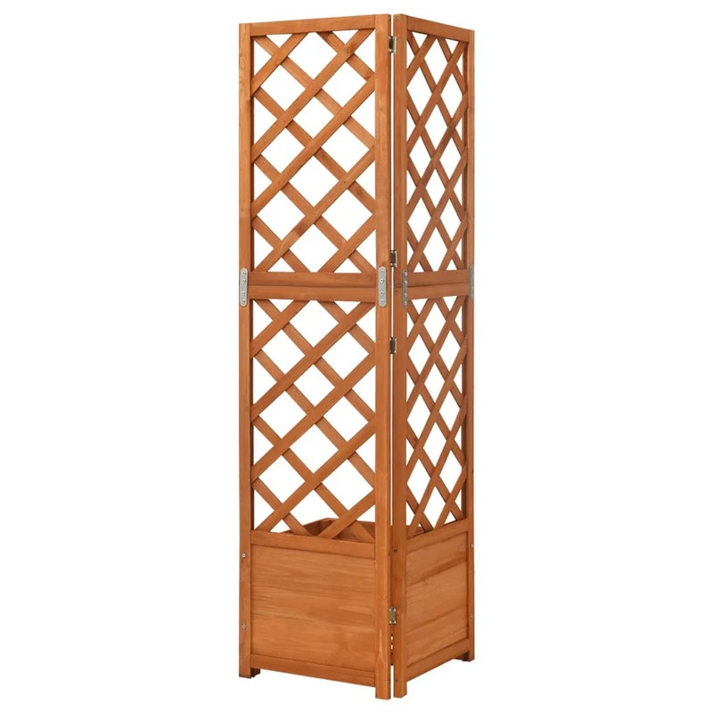 Jardinera De Enrejado De Esquina Madera Abeto 40x40x150 Cm