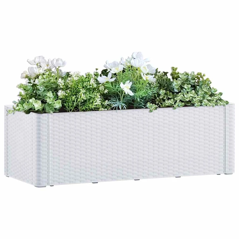 Arriate Con Sistema De Riego Automático Blanco 100x43x33 Cm
