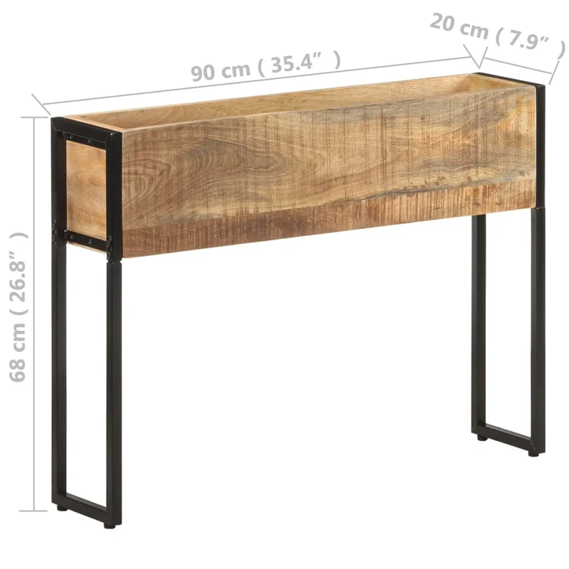 Jardinera De Madera De Mango Rugosa 90x20x68 Cm