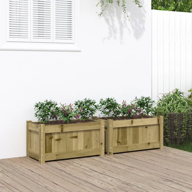 Jardineras De Exterior 2 Unidades Madera Impregnada De Pino