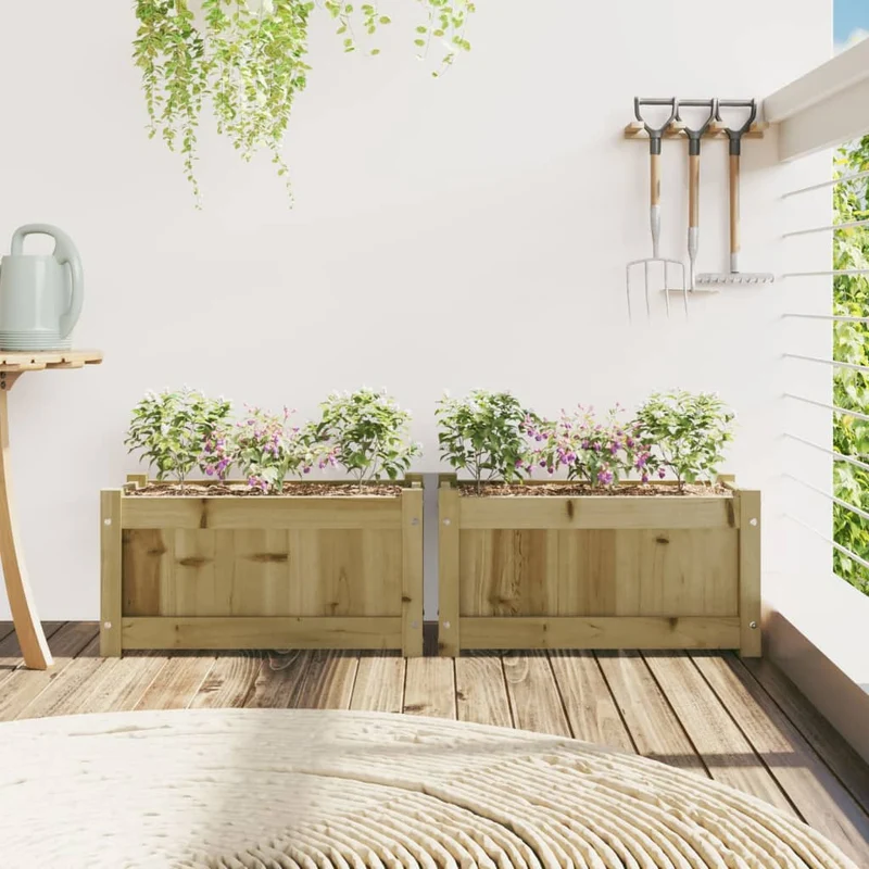 Jardineras De Exterior 2 Unidades Madera Impregnada De Pino