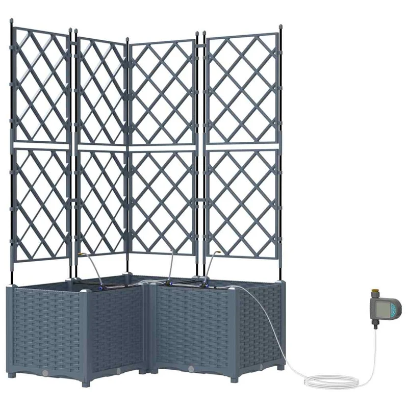 Macetero De Jardín 3 Uds. Gris Claro 80 X 80 X 142 Cm Pp