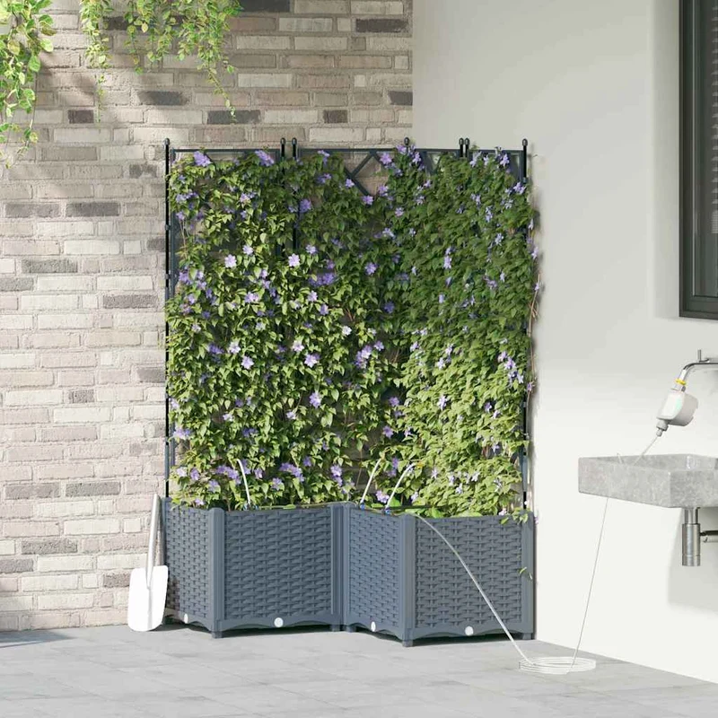 Macetero De Jardín 3 Uds. Gris Claro 80 X 80 X 142 Cm Pp