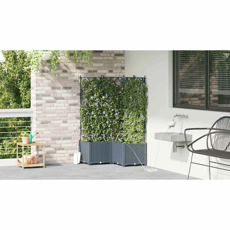 Macetero De Jardín 3 Uds. Gris Claro 80 X 80 X 142 Cm Pp