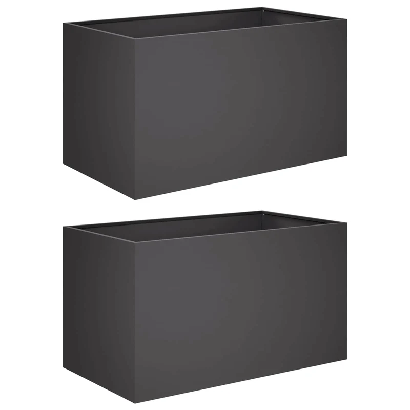 Macetero De Jardín 2 Uds. Negro 100 X 50 X 50 Cm