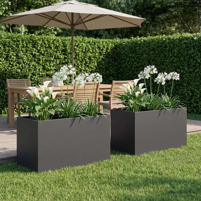 Macetero De Jardín 2 Uds. Negro 100 X 50 X 50 Cm