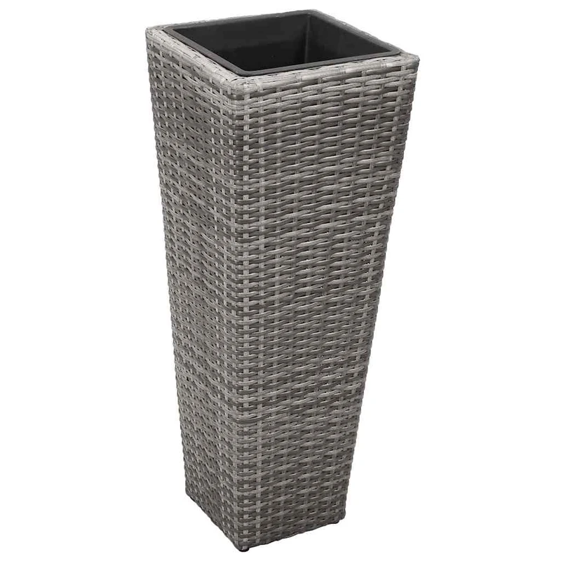 Conjunto De Arriates 3 Piezas Ratán Sintético Gris