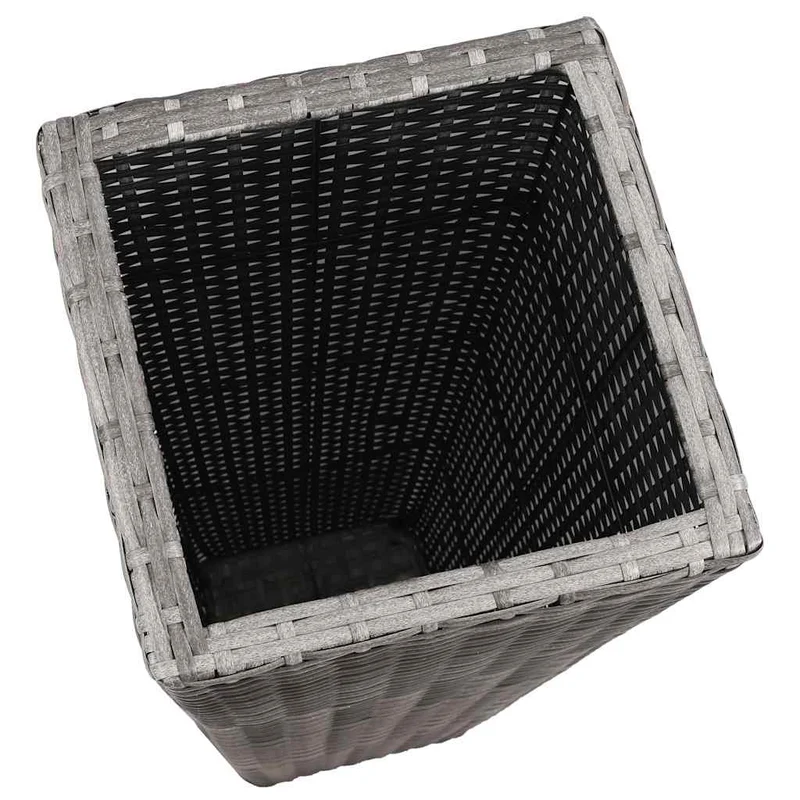 Conjunto De Arriates 3 Piezas Ratán Sintético Gris