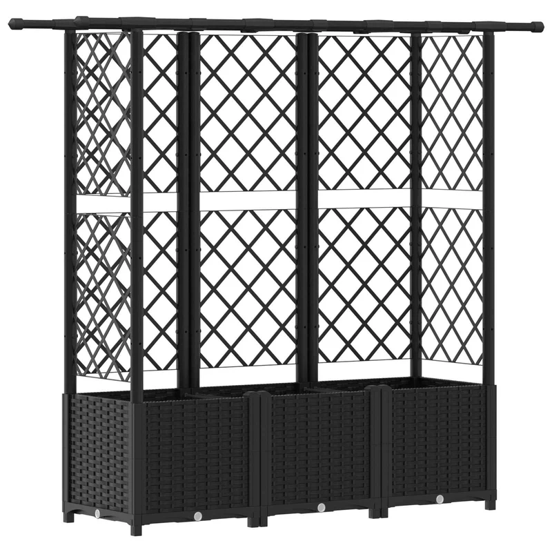 Cama Elevada Con Trellis Y Techo Negro 163,5 X 40 X 136 Cm Pp