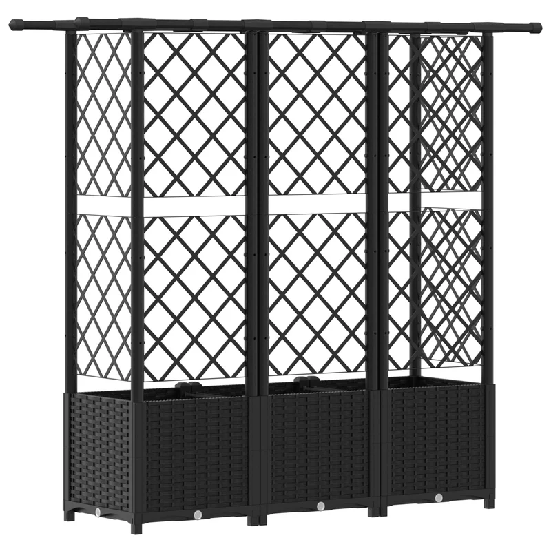 Cama Elevada Con Trellis Y Techo Negro 163,5 X 40 X 136 Cm Pp
