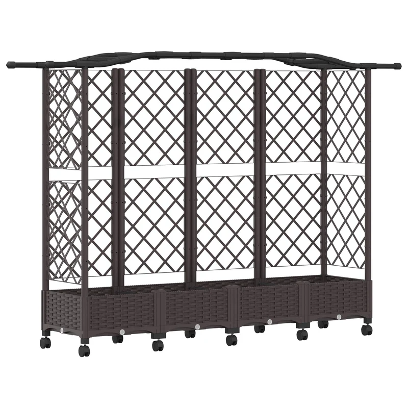 Cama Elevada Con Trellis Y Techo Marrón 203,5 X 40 X 129 Cm Pp