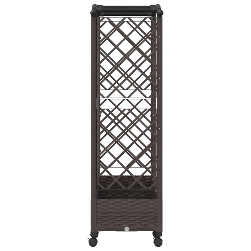 Cama Elevada Con Trellis Y Techo Marrón 203,5 X 40 X 129 Cm Pp