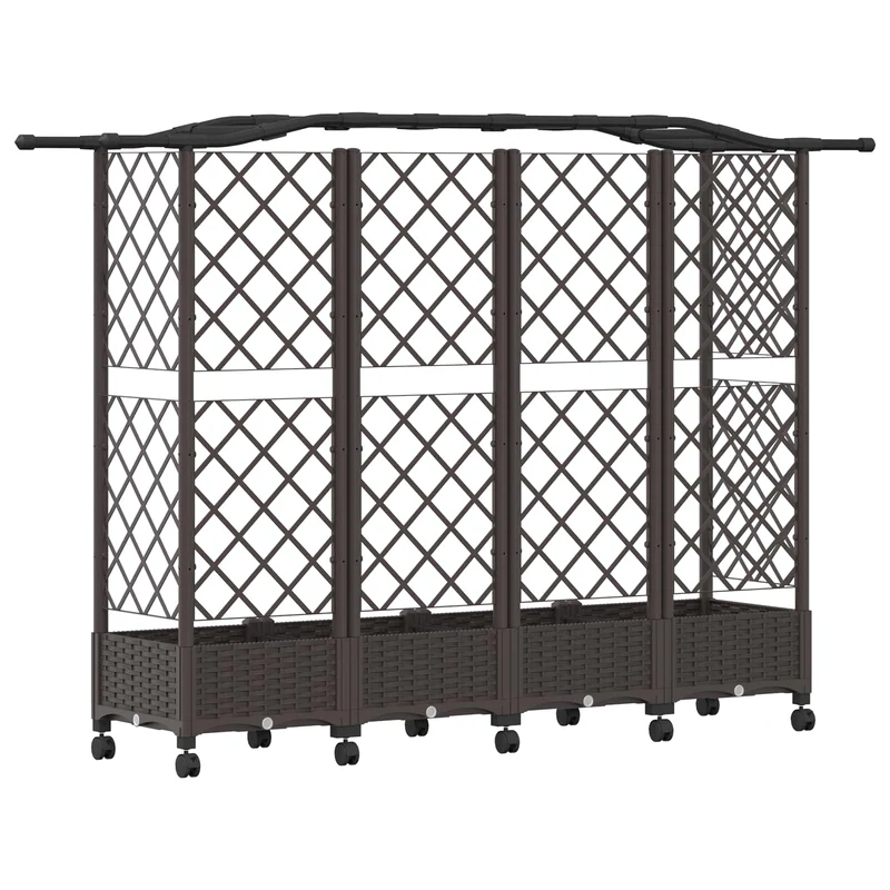 Cama Elevada Con Trellis Y Techo Marrón 203,5 X 40 X 129 Cm Pp