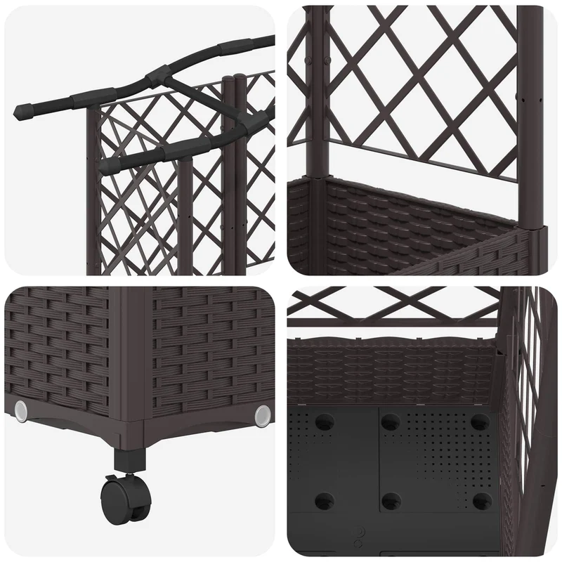 Cama Elevada Con Trellis Y Techo Marrón 203,5 X 40 X 129 Cm Pp