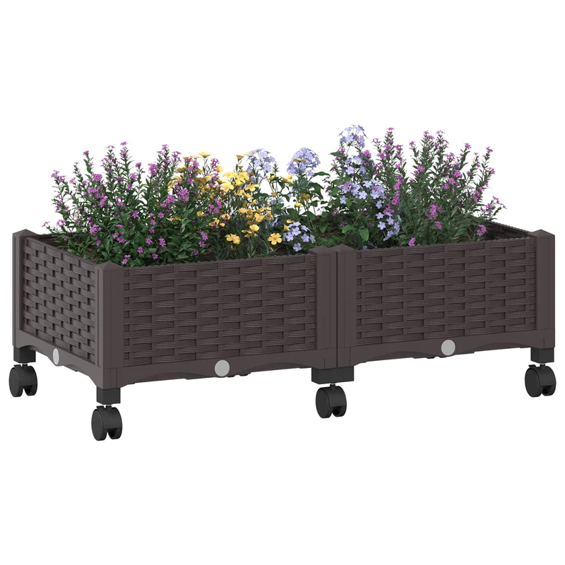 Macetero De Jardín Con Ruedas Marrón 80 X 40 X 29 Cm Pp