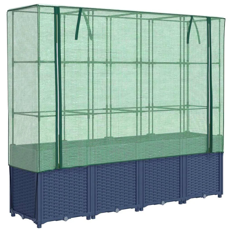Jardinera Elevada Con Cubierta De Invernadero Aspecto Ratán 160x40x153 Cm