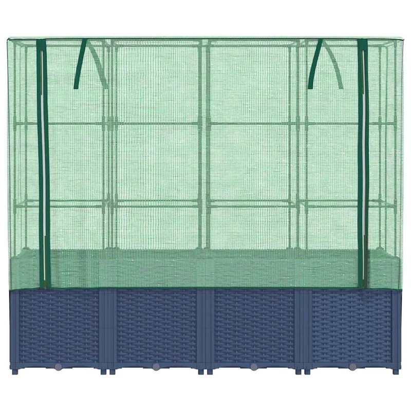 Jardinera Elevada Con Cubierta De Invernadero Aspecto Ratán 160x40x153 Cm
