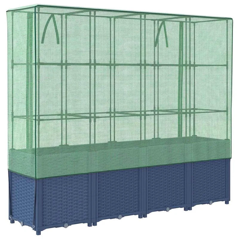 Jardinera Elevada Con Cubierta De Invernadero Aspecto Ratán 160x40x153 Cm