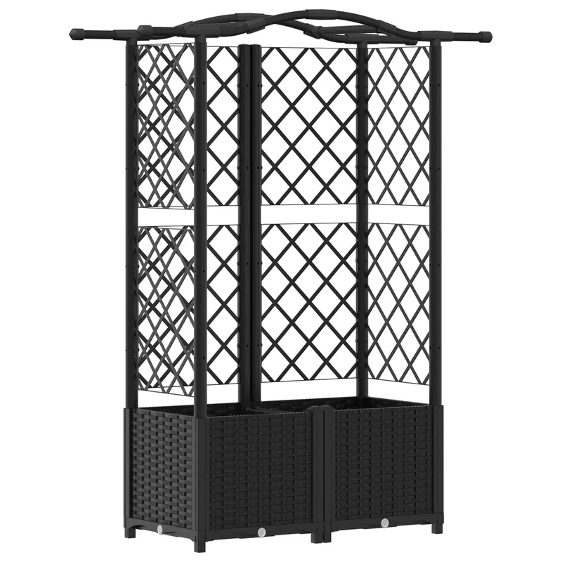 Cama Elevada Con Trellis Y Techo Negro 122 X 40 X 138 Cm Pp