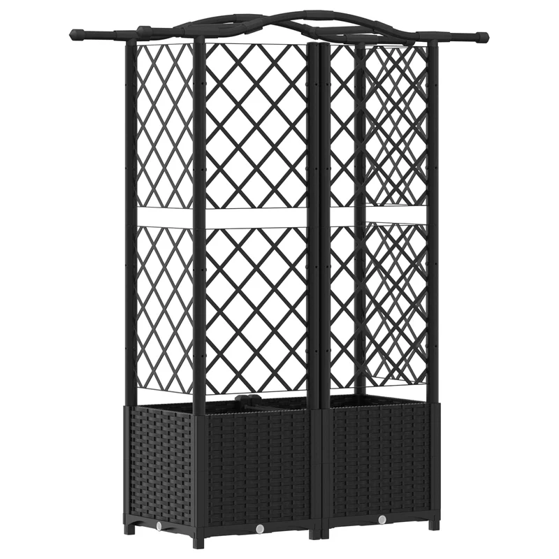Cama Elevada Con Trellis Y Techo Negro 122 X 40 X 138 Cm Pp